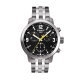 Tissot PRC 200 Chronograph Black Dial Silver Steel Strap Watch For Men - T055.417.11.057.00 Authentic Buy Shop Now