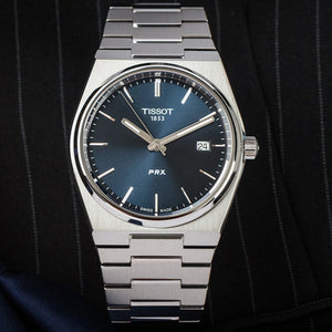 Tissot T Classic PRX Blue Dial Silver Steel Strap Watch For Men - T137.410.11.041.00 Authentic Buy Shop Now