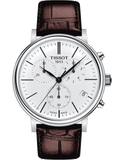 Tissot Carson Premium Chronograph White Dial Brown Leather Strap Watch For Men - T122.417.16.011.00 Authentic Buy Shop Now