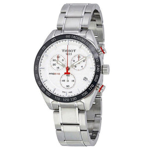 Tissot T Sport PRS 516 Chronograph White Dial Silver Steel Strap Watch For Men - T100.417.11.031.00 Authentic Buy Shop Now
