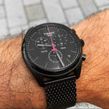 Tissot T Classic PR 100 Chronograph Black Dial Black Mesh Bracelet Watch For Men - T101.417.33.051.00 Authentic Buy Shop Now