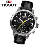 Tissot PRC 200 Chronograph Black Dial Black Leather Strap Watch For Men - T055.417.16.057.00 Authentic Buy Shop Now