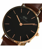 Daniel Wellington Classic Petite St Mawes Black Dial Brown Leather Strap Watch For Women - DW00100225 Authentic Buy Shop Now