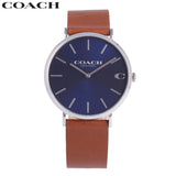 Coach Charles Blue Dial Brown Leather Strap Watch for Men - 14602151 Authentic Buy Shop Now