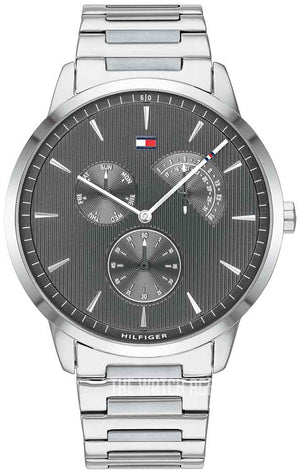 Tommy Hilfiger Brad Chronograph Quartz Grey Dial Silver Steel Strap Watch For Men - 1710385 Authentic Buy Shop Now