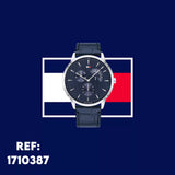 Tommy Hilfiger Brad Chronograph Quartz Blue Dial Blue Leather Strap Watch For Men - 1710387 Authentic Buy Shop Now