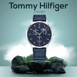 Tommy Hilfiger Brad Chronograph Quartz Blue Dial Blue Leather Strap Watch For Men - 1710387 Authentic Buy Shop Now