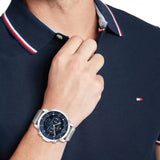 Tommy Hilfiger Jordan Chronograph Blue Dial Silver Steel Strap Watch For Men - 1792094 Authentic Buy Shop Now