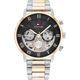 Tommy Hilfiger Legend Chronograph Black Dial Two Tone Steel Strap Watch For Men - 1710570 Authentic Buy Shop Now