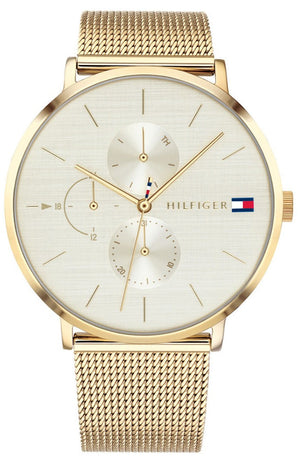 Tommy Hilfiger Jenna Quartz White Dial Gold Mesh Bracelet Watch For Women - 1781943 Authentic Buy Shop Now
