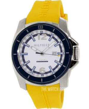 Tommy Hilfiger Windsurf White Dial Yellow Rubber Strap Watch for Men - 1791115 Authentic Buy Shop Now