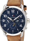 Tommy Hilfiger Briggs Chronograph Blue Dial Brown Leather Strap Watch for Men - 1791424 Authentic Buy Shop Now