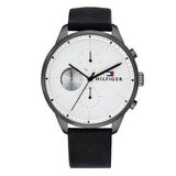 Tommy Hilfiger Lexor Silver Dial Black Leather Strap Watch For Men - 1791489 Authentic Buy Shop Now
