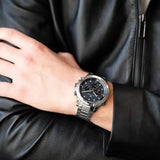 Tommy Hilfiger Troy Chronograph Blue Dial Silver Steel Strap Watch For Men - 1792104 Authentic Buy Shop Now