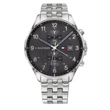Tommy Hilfiger West Quartz Black Dial Silver Steel Strap Watch For Men - 1791707 Authentic Buy Shop Now