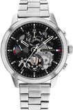 Tommy Hilfiger Henry Chronograph Black Dial Silver Steel Strap Watch For Men - 1710477 Authentic Buy Shop Now