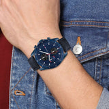 Tommy Hilfiger Parker Chronograph Quartz Blue Dial Blue Leather Strap Watch For Men - 1791839 Authentic Buy Shop Now