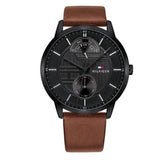 Tommy Hilfiger Hunter Black Dial Brown Leather Strap Watch for Men - 1791604 Authentic Buy Shop Now