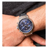 Tommy Hilfiger Tyson Chronograph Blue Dial Silver Steel Strap Watch For Men - 1710588 Authentic Buy Shop Now