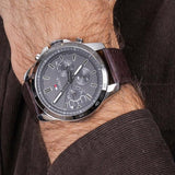 Tommy Hilfiger Decker Grey Dial Brown Leather Strap Watch for Men - 1791562 Authentic Buy Shop Now