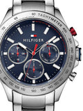 Tommy Hilfiger Hudson Chronograph Quartz Blue Dial Silver Steel Strap Watch For Men - 1791228 Authentic Buy Shop Now