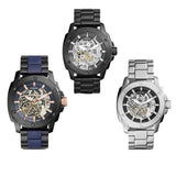 Fossil Modern Machine Automatic Silver Dial Black Steel Strap Watch for Men - ME3080 Authentic Buy Shop Now