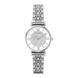 Emporio Armani Gianni T Bar White Crystal Pave Dial Silver Stainless Steel Strap Watch For Women - AR1925 Authentic Buy Shop Now