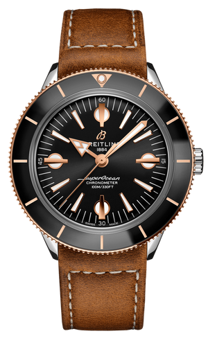 Breitling Superocean Heritage '57 Black Dial Brown Leather Strap Watch for Men - U10370121B1X1 Authentic Buy Shop Now