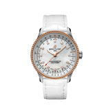 Breitling Navitimer Automatic 35 Mother of Pearl Dial White Leather Strap Watch for Women - U17395211A1P3 Authentic Buy Shop Now