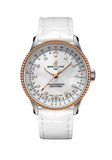 Breitling Navitimer Automatic 35 Mother of Pearl Dial White Leather Strap Watch for Women - U17395211A1P3 Authentic Buy Shop Now