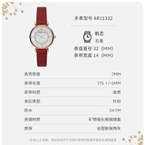 Emporio Armani Gianni T-Bar Analog Mother of Pearl Dial Red Leather Strap Watch For Women - AR11322 Authentic Buy Shop Now