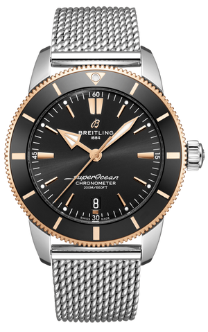 Breitling Superocean Heritage B20 Automatic 44 Black Dial Silver Mesh Bracelet Watch for Men - UB2030121B1A1 Authentic Buy Shop Now