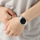 Daniel Wellington Iconic Link Black Dial Silver Steel Strap Watch for Women - DW00100204 Authentic Buy Shop Now