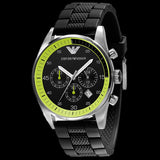 Emporio Armani Chronograph Black Dial Black Rubber Strap Watch For Men - AR5865 Authentic Buy Shop Now