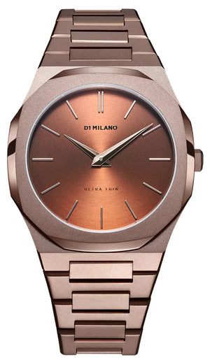 D1 Milano Ultra Thin Brown Dial Gold Steel Strap Watch for Unisex - D1-UTBJ10 Authentic Buy Shop Now