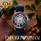 Emporio Armani Meccanico Automatic Blue Dial Blue Leather Strap Watch For Men - AR60050 Authentic Buy Shop Now