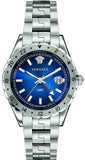 Versace Hellenyium GMT Blue Dial Silver Steel Strap Watch for Men - V11010015 Authentic Buy Shop Now