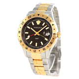 Versace Hellenyium GMT Black Dial Two Tone Steel Strap Watch for Men - V11040015 Authentic Buy Shop Now