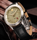 Versace Univers Beige Dial Black Leather Strap Watch for Men - VEBK00218 Authentic Buy Shop Now