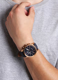 Fossil Grant Chronograph Blue Dial Blue Leather Strap Watch for Men - FS4835 Authentic Buy Shop Now