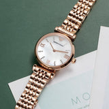 Emporio Armani Gianni T-Bar Mother of Pearl Dial Rose Gold Steel Strap Watch For Women - AR11316 Authentic Buy Shop Now