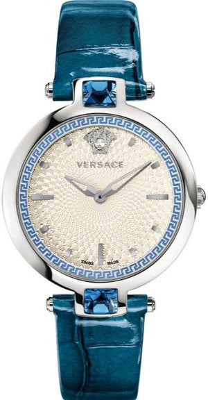 Versace Olympo Gleam White Dial Green Leather Strap Watch for Women - VAN020016 Authentic Buy Shop Now
