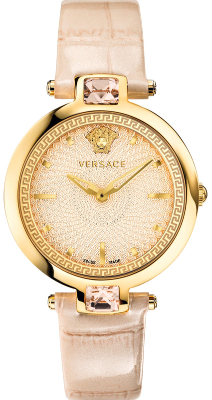 Versace Olympo Quartz White Dial Beige Leather Strap Watch for Women - VAN050016 Authentic Buy Shop Now