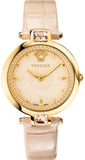 Versace Olympo Quartz White Dial Beige Leather Strap Watch for Women - VAN050016 Authentic Buy Shop Now