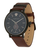 Versace V-Circle Manifesto Black Dial Maroon Leather Strap Watch for Men - VBQ040017 Authentic Buy Shop Now