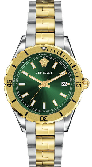 Versace Hellenyium Quartz Green Dial Two Tone Steel Strap Watch For Men - VE3A00720 Authentic Buy Shop Now