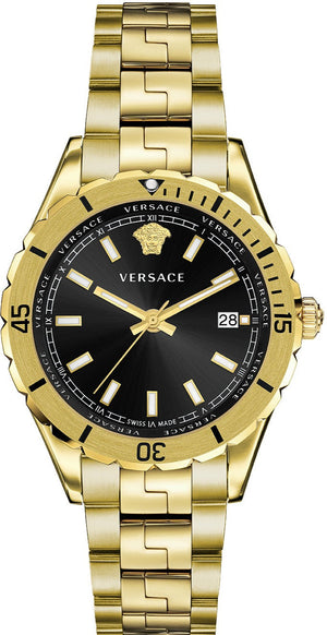 Versace Hellenyium Quartz Black Dial Gold Steel Strap Watch For Men - VE3A00820 Authentic Buy Shop Now