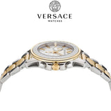 Versace Greca Action Chronograph Quartz Silver Dial Two Tone Steel Strap Watch for Men - VE3J00522 Authentic Buy Shop Now
