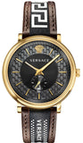 Versace V-Circle Quartz Black Dial Brown Leather Strap Watch for Men - VEBQ01619 Authentic Buy Shop Now