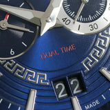 Versace V Race Chronograph Quartz Blue Dial Blue Leather Strap Watch For Men - VEBV00419 Authentic Buy Shop Now